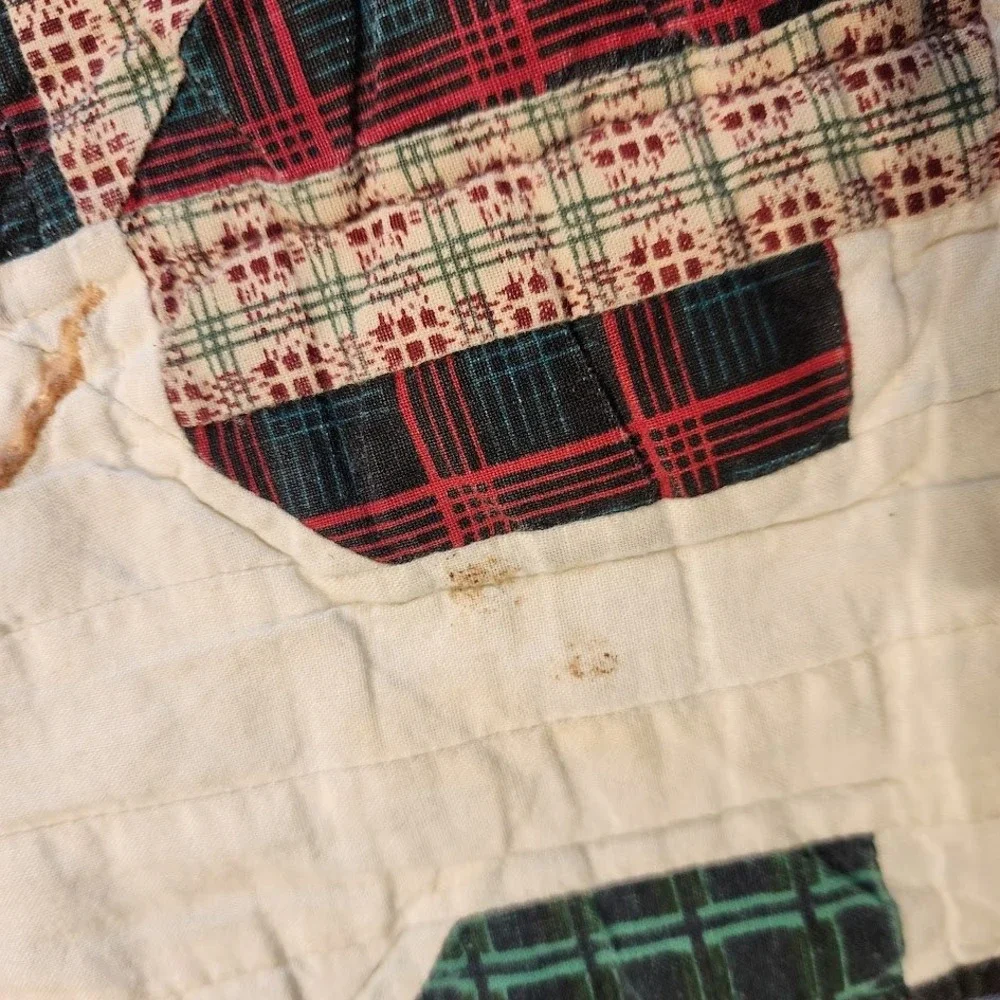 VINTAGE Handmade‎ Rustic Lodge Moose Bear Pine Tree Patchwork Cabin Quilt 80x80